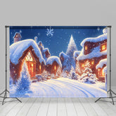 Lofaris Winter Snowflake Quiet Village Christmas Backdrop